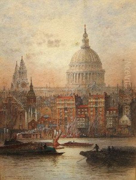 St. Pauls From Bankside Oil Painting by Frederick E.J. Goff