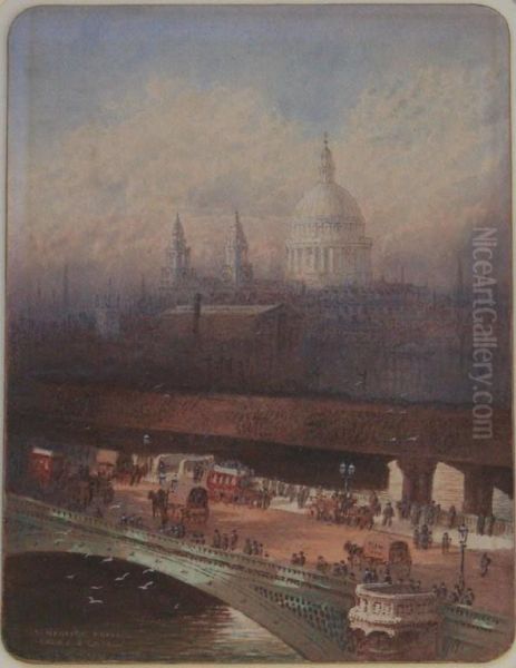 Blackfriars Bridge Oil Painting by Frederick E.J. Goff