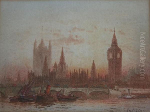 London Bridge Oil Painting by Frederick E.J. Goff