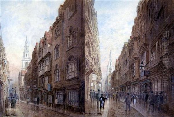 'wych St.1900' & 'holywell St. 1900' Oil Painting by Frederick E.J. Goff