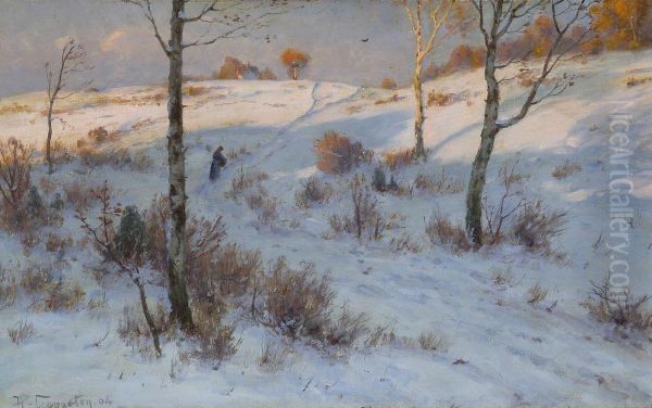 Winterlandschaft Oil Painting by Heinrich Gogarten