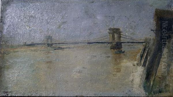 Old Shoreham Bridge Oil Painting by Charles Gogin