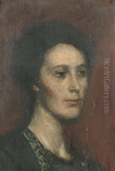 Head Study Of A Woman Oil Painting by Charles Gogin