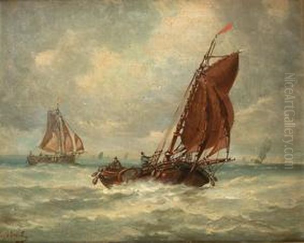 Barco Pescando En La Mar Oil Painting by Per Gohant