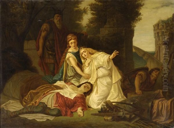 Isolde Beweint Tristan. Oil Painting by Gustav Adolf Goldberg