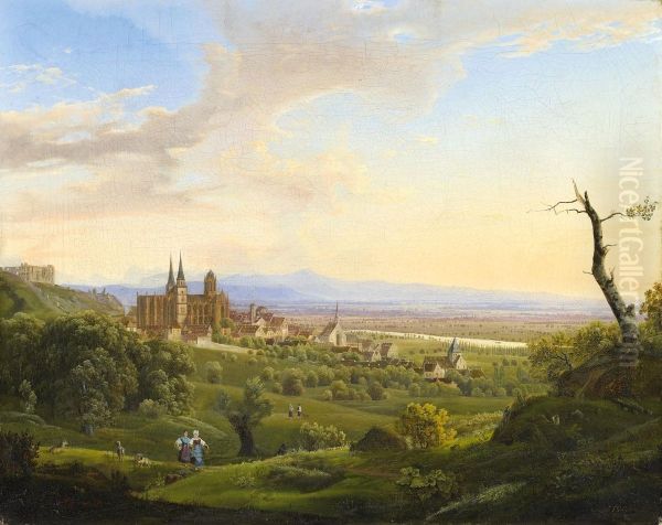 Oppenheim Am Rhein Oil Painting by Johann Theodor Goldstein