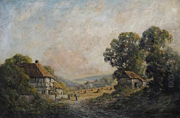 A Farmstead On The Isle Of Wight Oil Painting by G. Harold Goldthwait