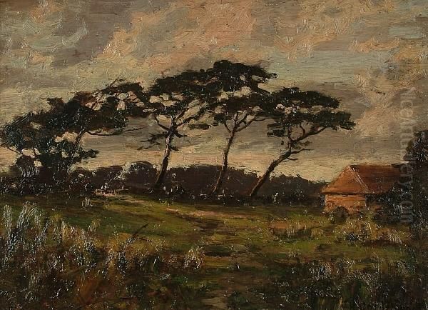 Evening On The Sussex Hills; Afterglow Oil Painting by Harold Goldthwaite