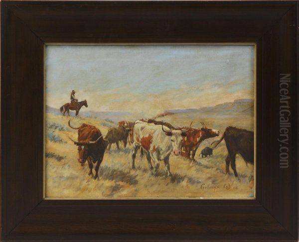 The Round Up Oil Painting by Elling William Gollings