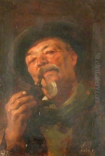 Anciano Con Pipa Oil Painting by Simon Gomez Polo