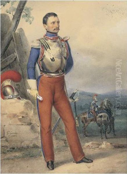 Officier De Cavalerie Oil Painting by Paul Gomien