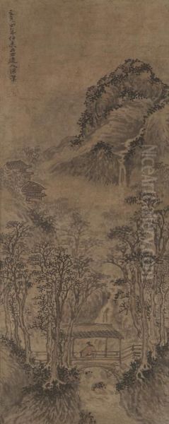 Listening To The Sound Of Streams Oil Painting by Huang Gongwang