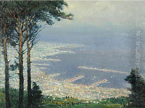 Trieste, La Sera, Vista Dall'alto Oil Painting by Rudolf Gonner