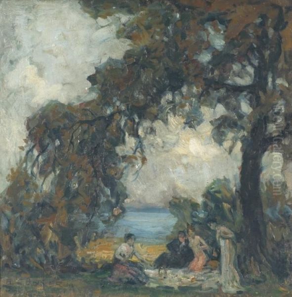 Picknick Am Ammersee Oil Painting by Rudolf Gonner