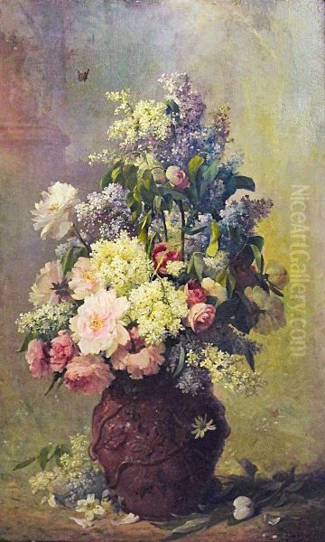 Bouquet De Fleurs Oil Painting by Clement Gontier