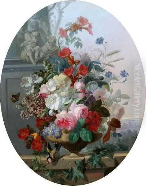 Floral Still Life Oil Painting by Clement Gontier