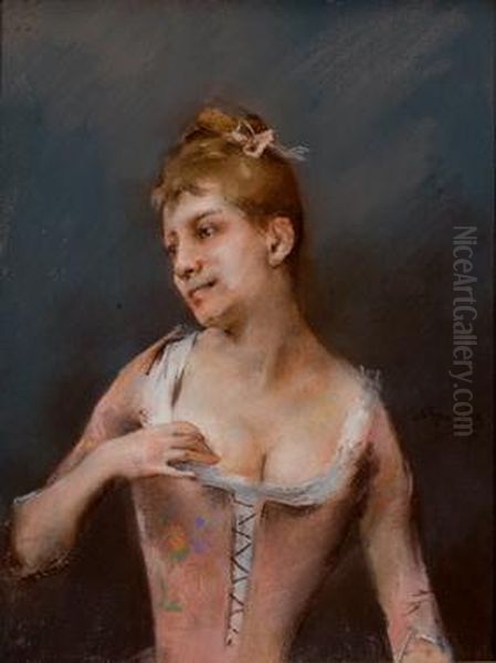 Dama Con Corpino Oil Painting by Juan Antonio Gonzales