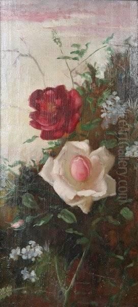 Roses,
 Signed Lower Right Oil Painting by Pedro Gonzalez Y Ramirez