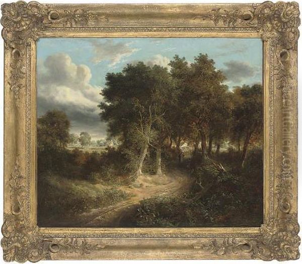 A Road Through The Woods Oil Painting by James Gooch