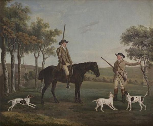 Two Gentlemen Departing For The Hunt Oil Painting by Thomas Gooch