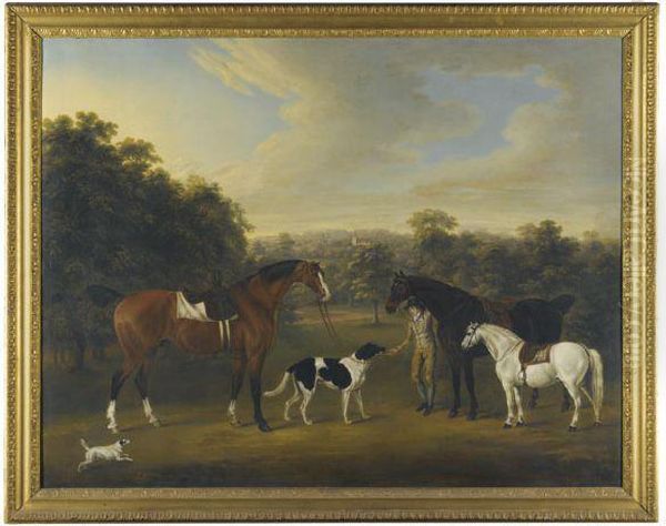 The Compton Family Hunters With A Groom In The Grounds Of Minstead House Oil Painting by Thomas Gooch