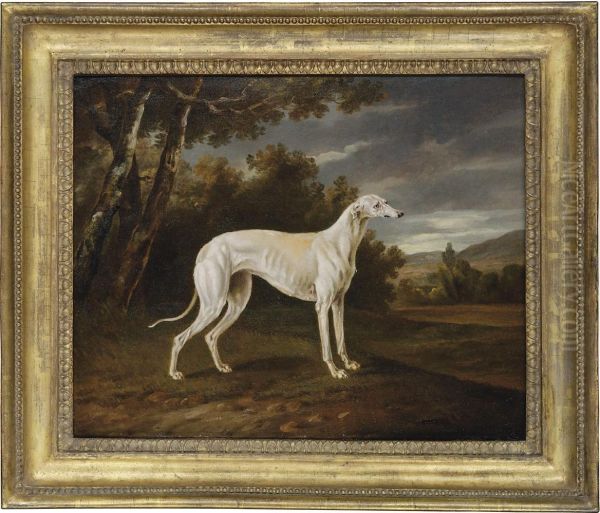 Waggoner, A Greyhound, In A Landscape Oil Painting by Thomas Gooch