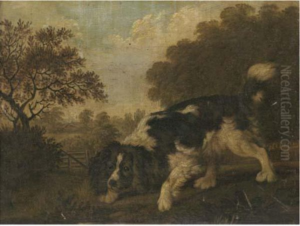 A Spaniel In A Landscape Oil Painting by Thomas Gooch