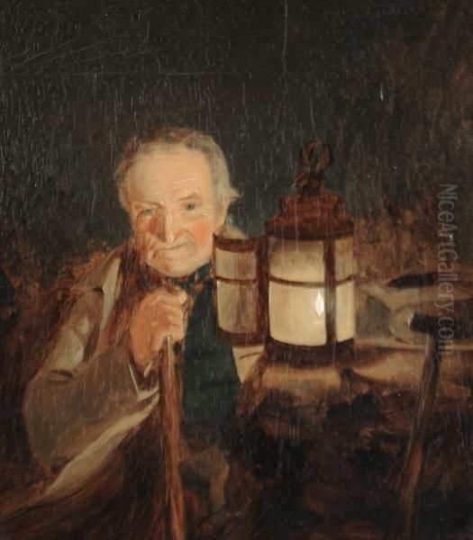 A Traveller With A Lantern Oil Painting by Thomas Sword Good