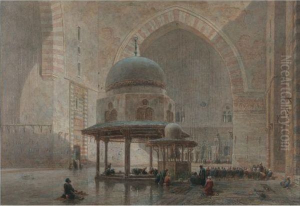 The Interior Of Sultan Hassan Mosque, Cairo Oil Painting by Edward Goodall