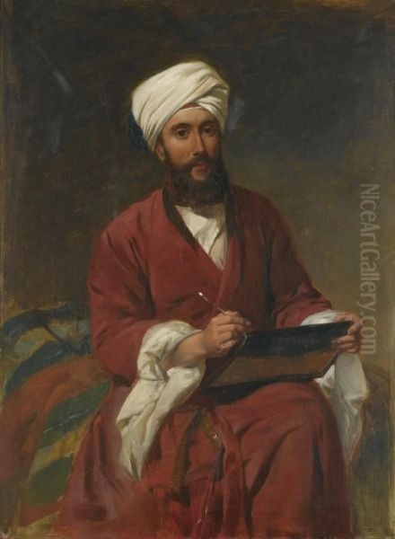 Portrait Of A Gentleman In Oriental Dress Oil Painting by Frederick Goodall