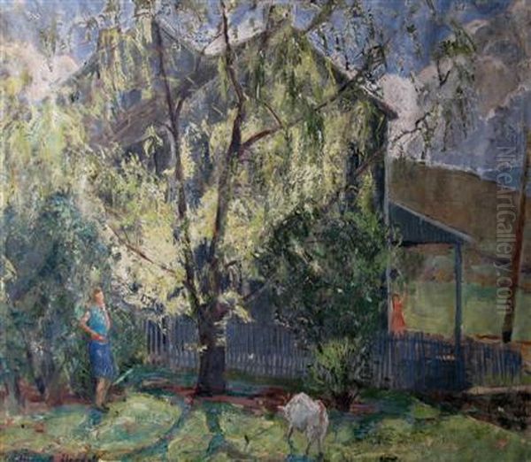 Garden Scene With Figure Oil Painting by William Goodall