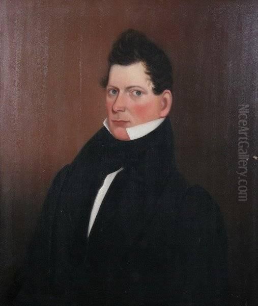 Portrait Of A Man In A Black Cravat Oil Painting by Ira Chaffee Goodell