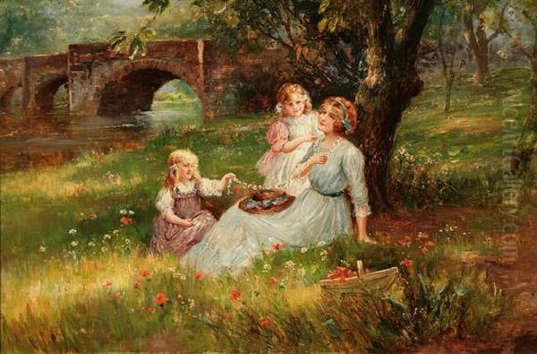 The Daisy Chain Oil Painting by Maude Scanes Goodman