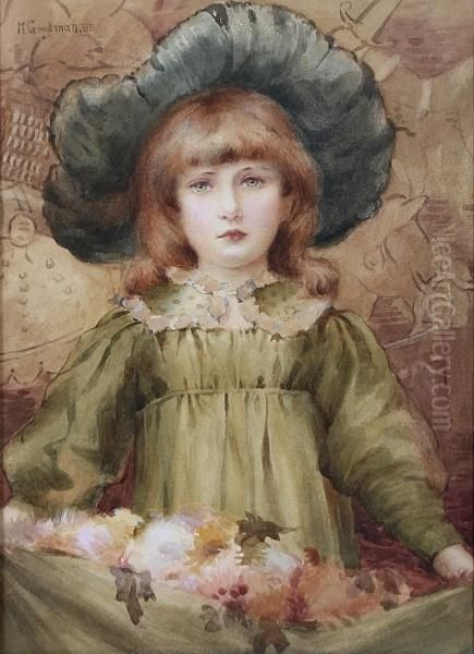 A Flower Girl Oil Painting by Maude Scanes Goodman