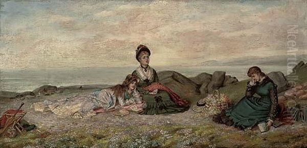 Lessons On A Shore Oil Painting by Maude Scanes Goodman