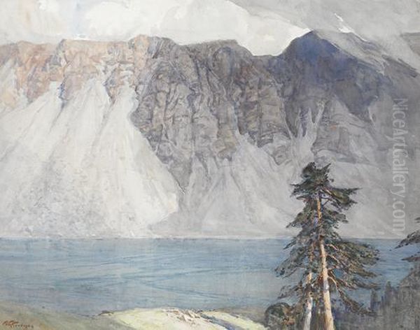 Mountain Scene With Lake Oil Painting by Robert Gwelo Goodman