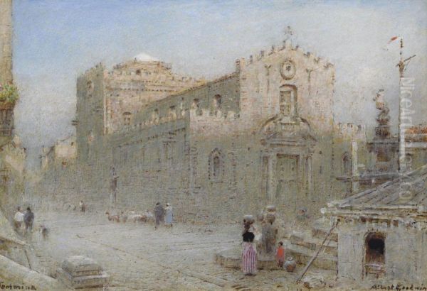 Taormina, Sicily Oil Painting by Albert Goodwin