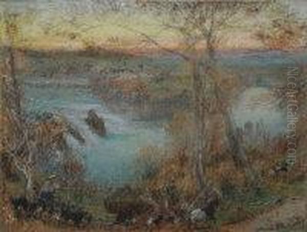 The Rhine Falls, Schaffhausen Oil Painting by Albert Goodwin