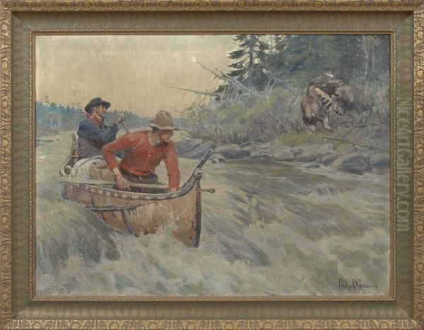 Moose Trappers Oil Painting by Philip Russell Goodwin