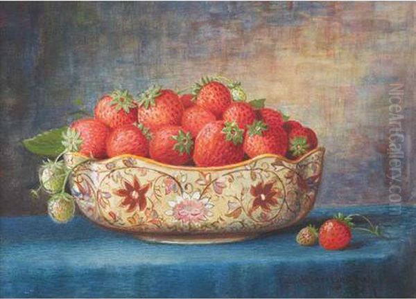 Strawberries In A Bowl Oil Painting by Richard Goodwin