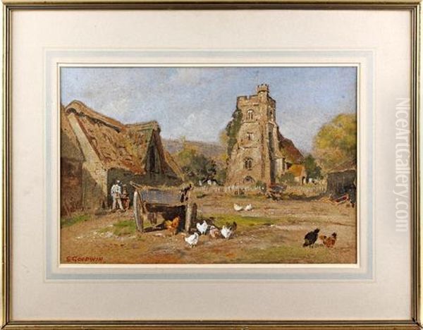 A Hampshire Farmyard Oil Painting by Sidney Paul Goodwin