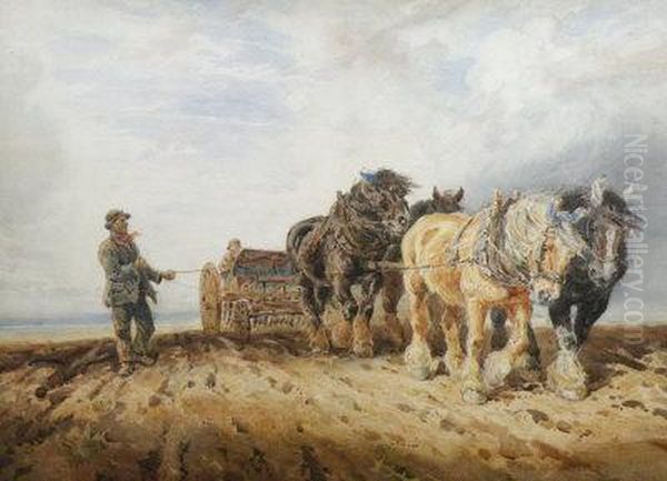 The Plough Team Oil Painting by William Sidney Goodwin