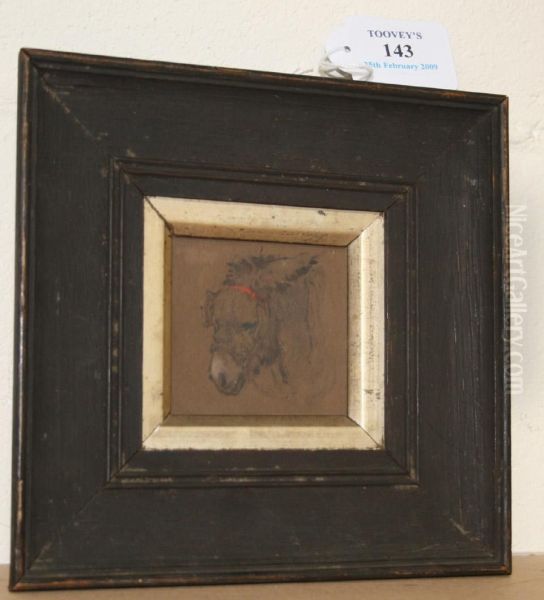 Study Of A Donkey's Head Oil Painting by William Sidney Goodwin