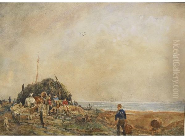 The Seaweed Hut,netley Shore Oil Painting by William Sidney Goodwin