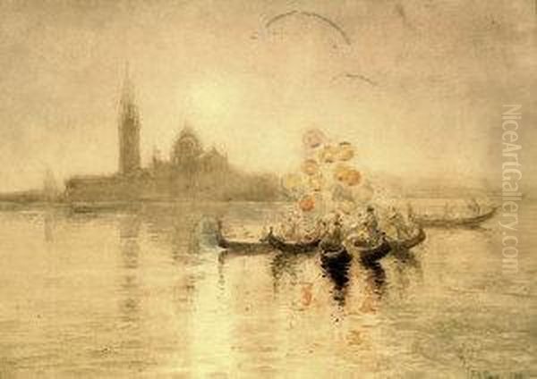 Balloons And Gondolas Oil Painting by Fred W. Goolden