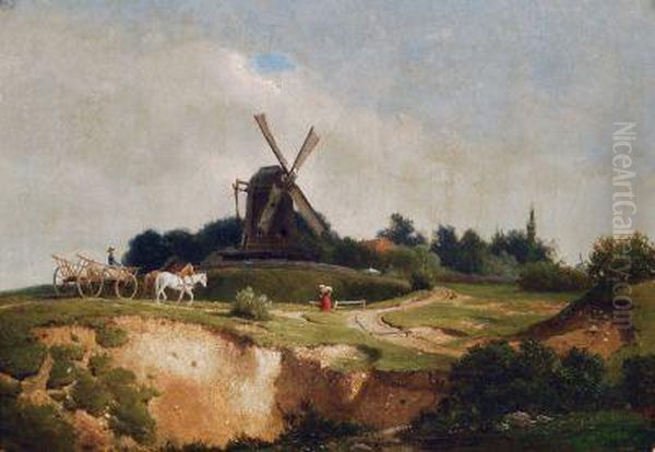 Die Rolandsmuhle In Ottensen Oil Painting by Berend Goos