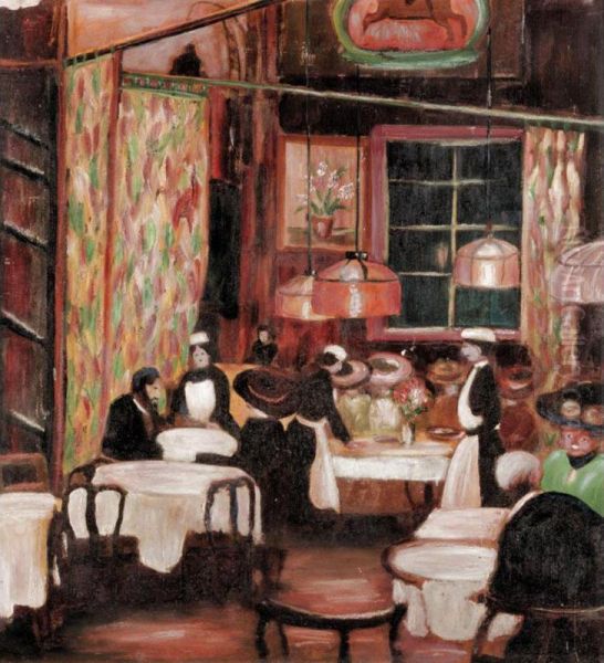 In The Tea Rooms Oil Painting by Josse Goossens