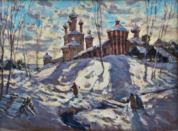 Russische Winterlandschaft Oil Painting by Konstantin Ivanovich Gorbatov