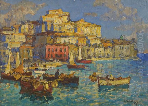 The Harbour At Naples Oil Painting by Konstantin Ivanovich Gorbatov