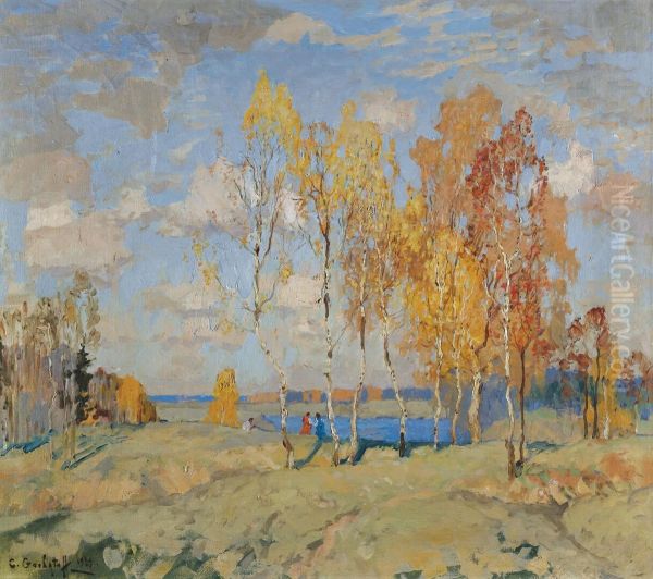 Autumn Landscape Oil Painting by Konstantin Ivanovich Gorbatov